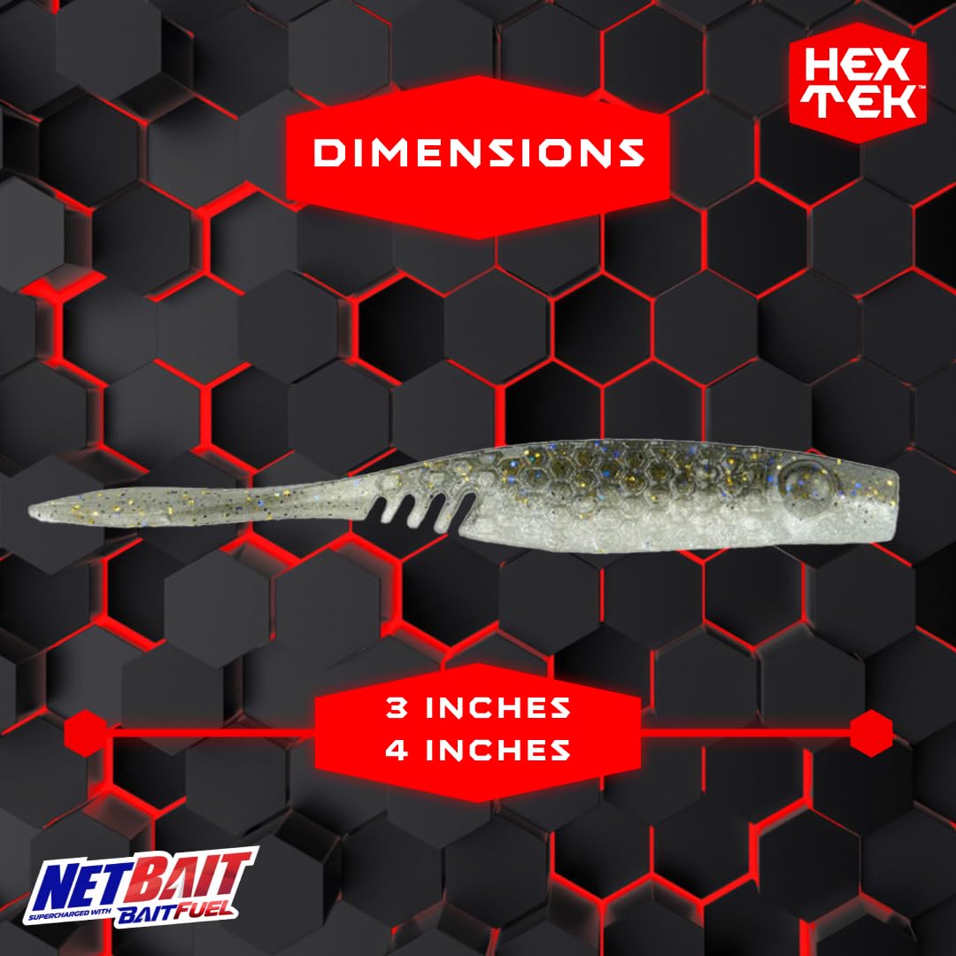 NetBait HexTek EKO Shad 4in swimming silhouette optimized for sonar visibility