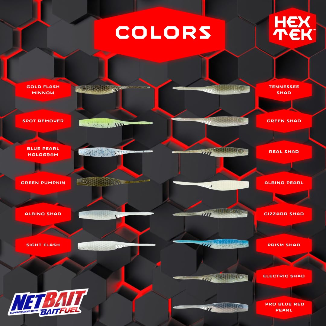 NetBait HexTek EKO Shad beaver-tail action triggers natural swims on light twitches
