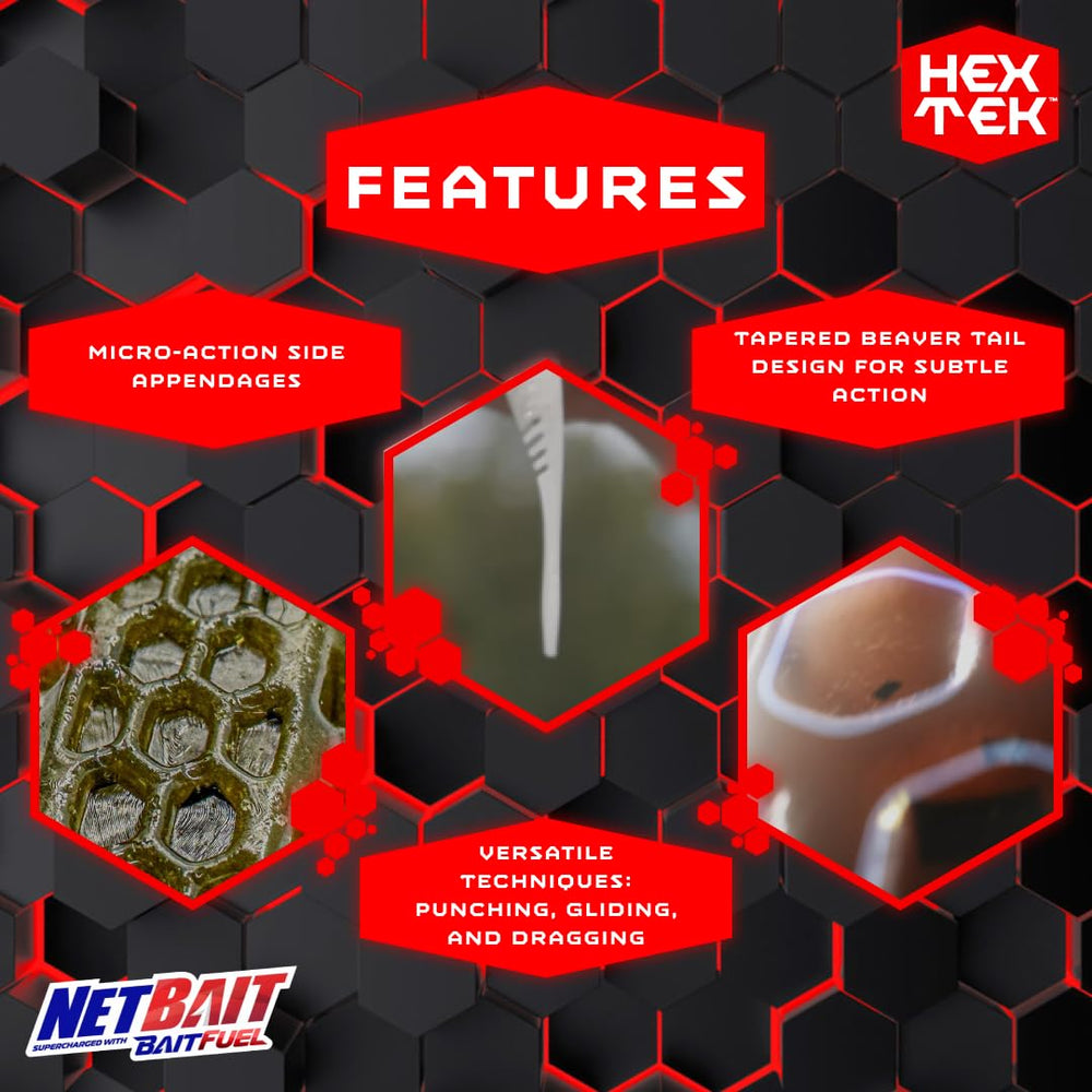 NetBait HexTek EKO Shad hexTek pockets close-up illustrating scent capacity