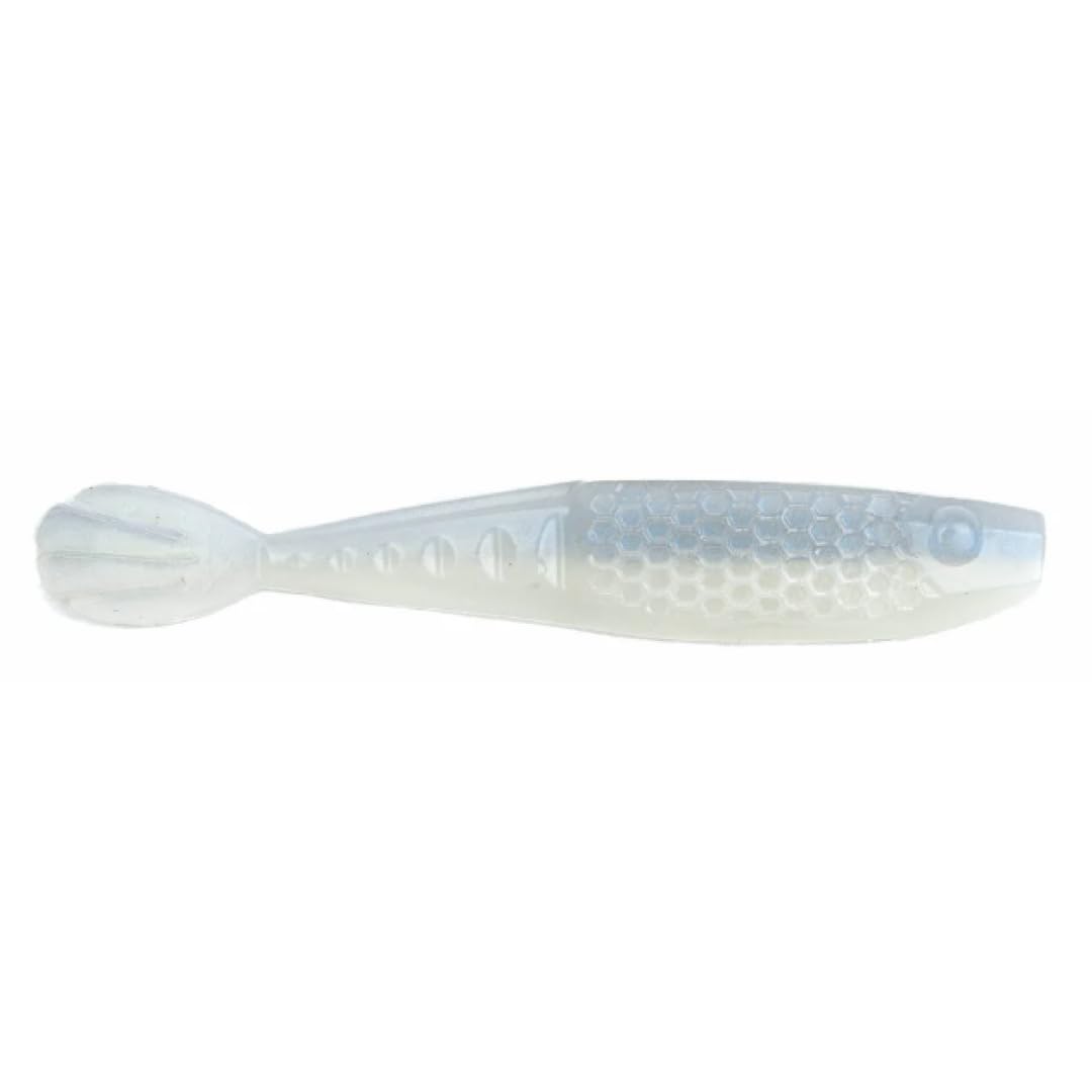 NetBait HexTek Whip Tail Shad albino 4.25 inch; high-contrast color boosts visibility and bites.