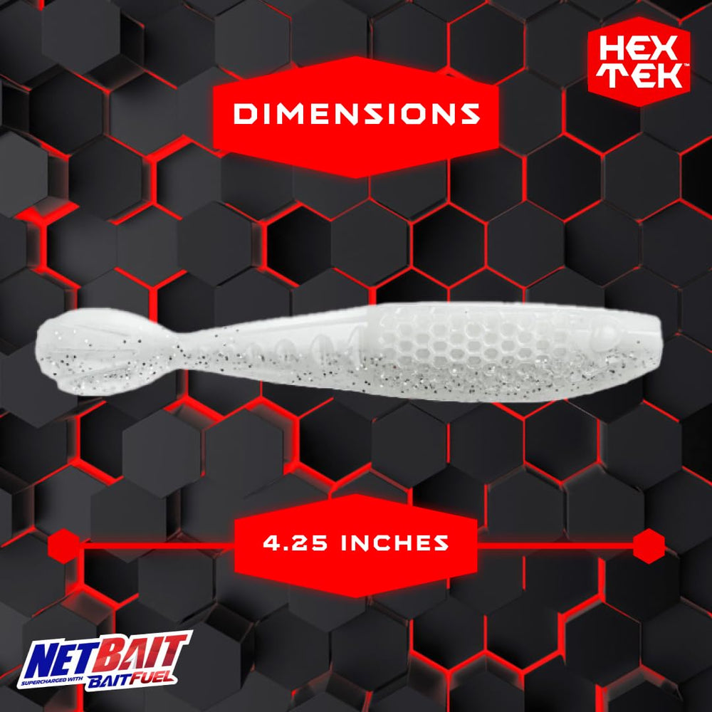 NetBait HexTek Whip Tail Shad side view showing tail quiver action