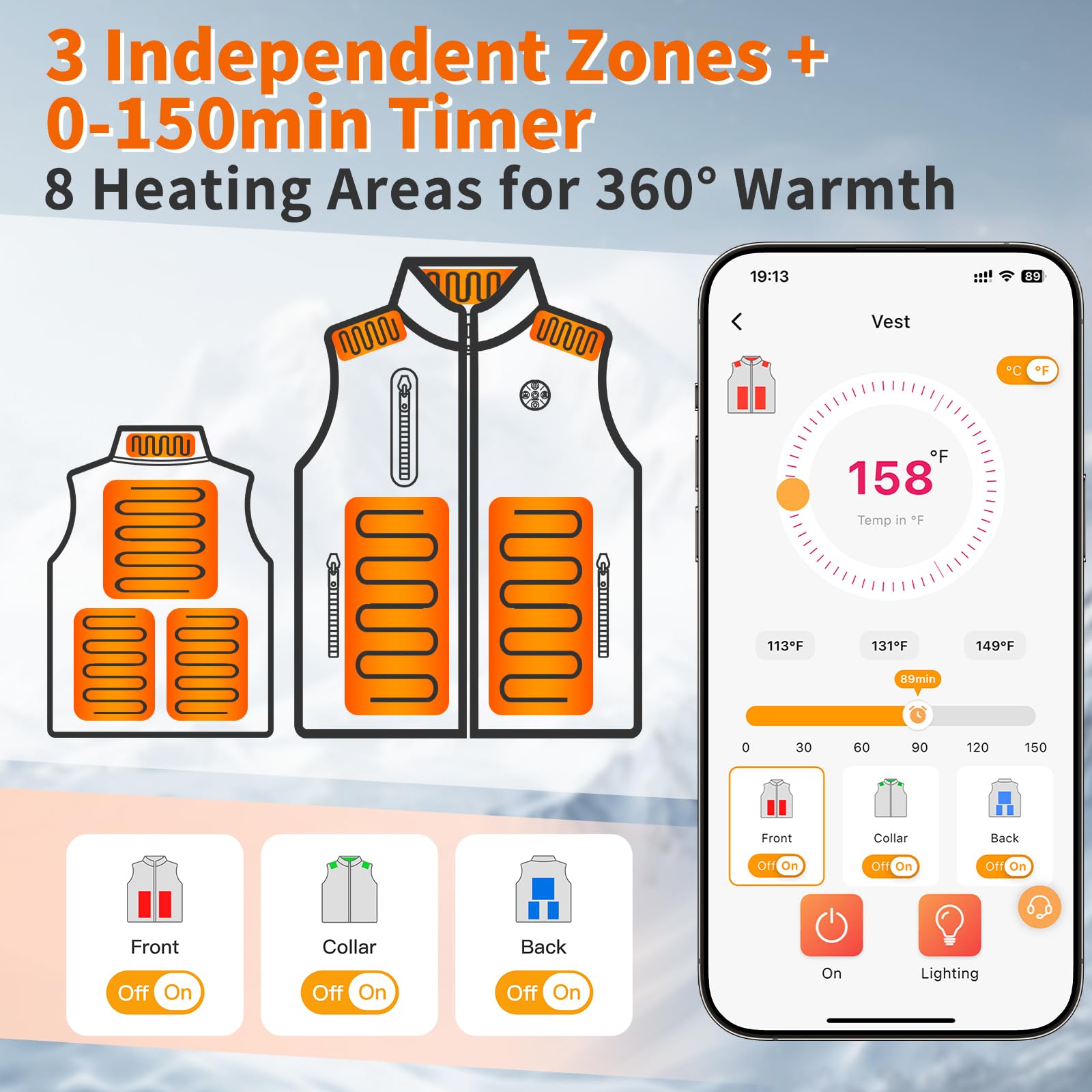 Netraty heated vest waist heat targets midsection comfort during cold activities.