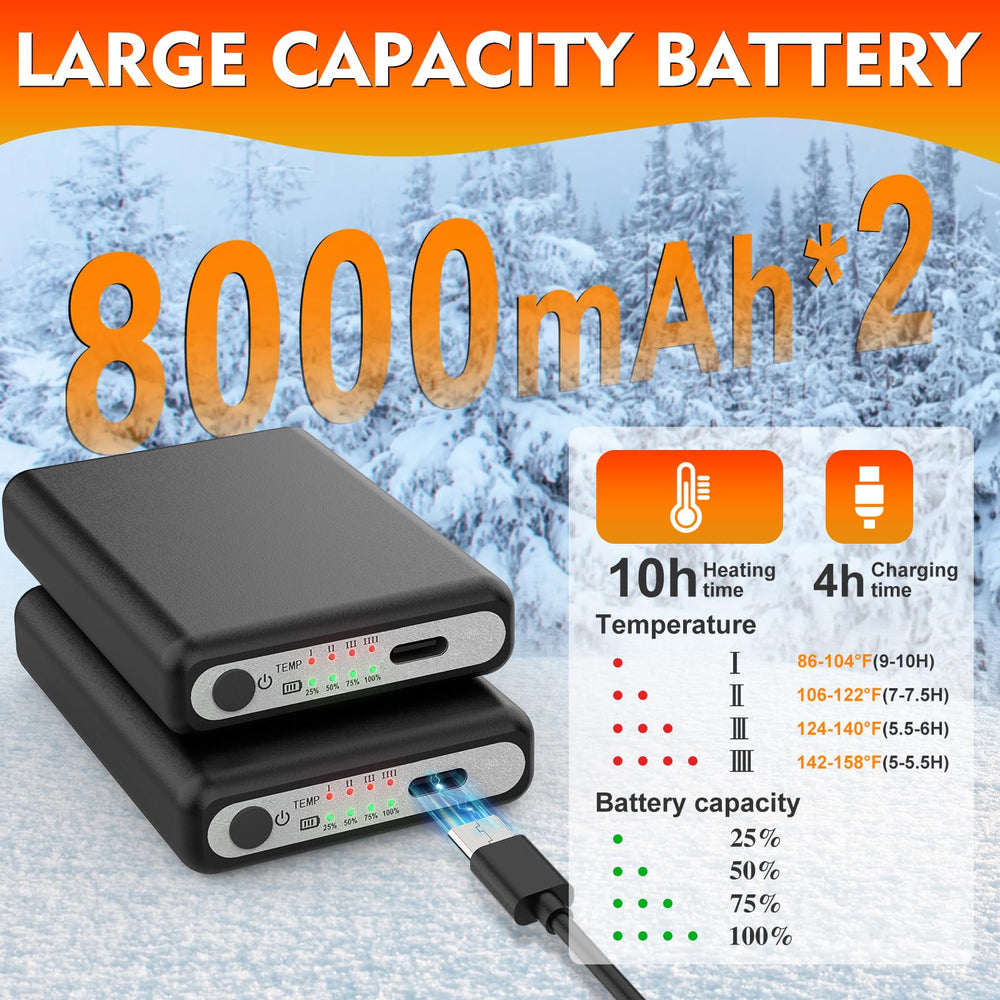 Netraty heated socks 8000mAh battery powers long warmth on cold hikes