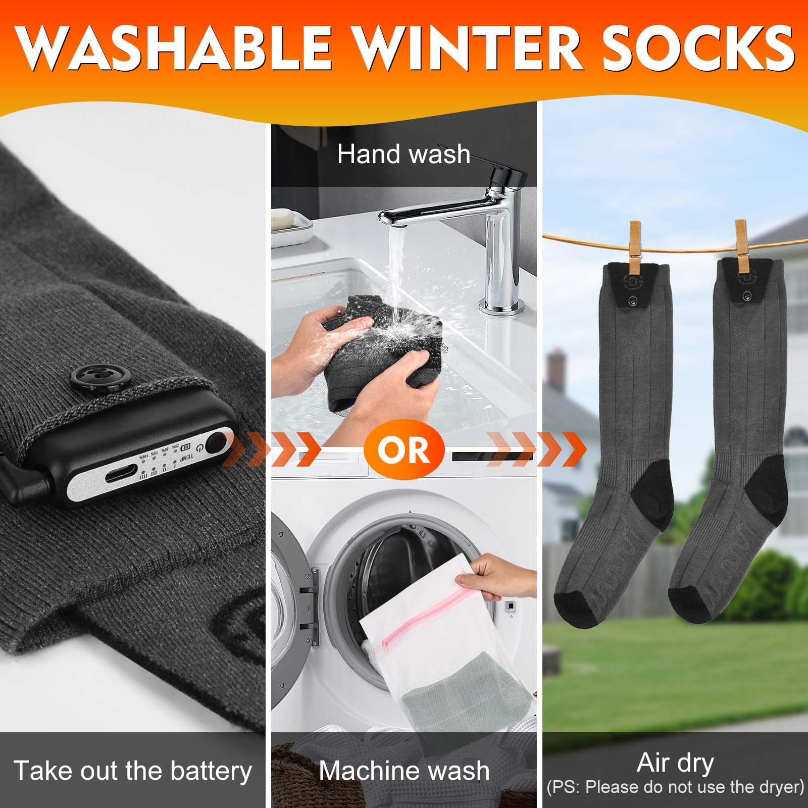 Netraty heated socks ideal for hiking and shoveling in winter