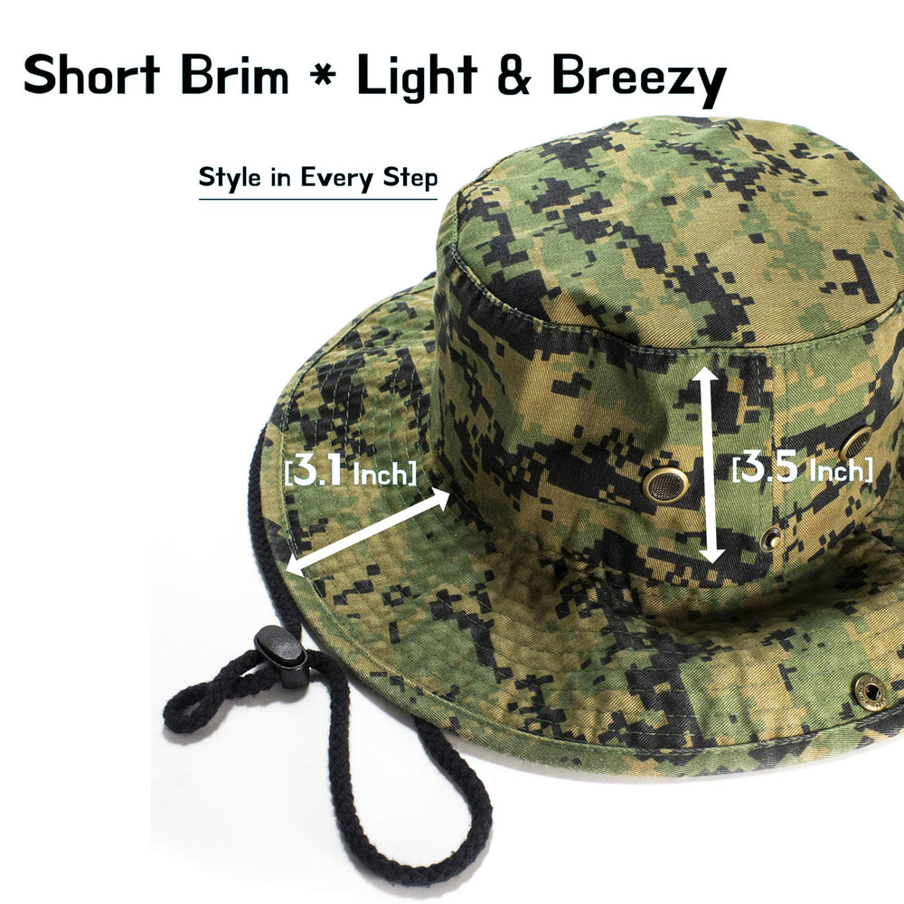 NevEND cotton bucket hat for camping with packable, foldable brim