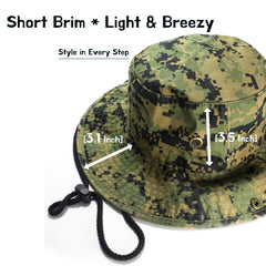 NevEND cotton bucket hat for camping with packable, foldable brim