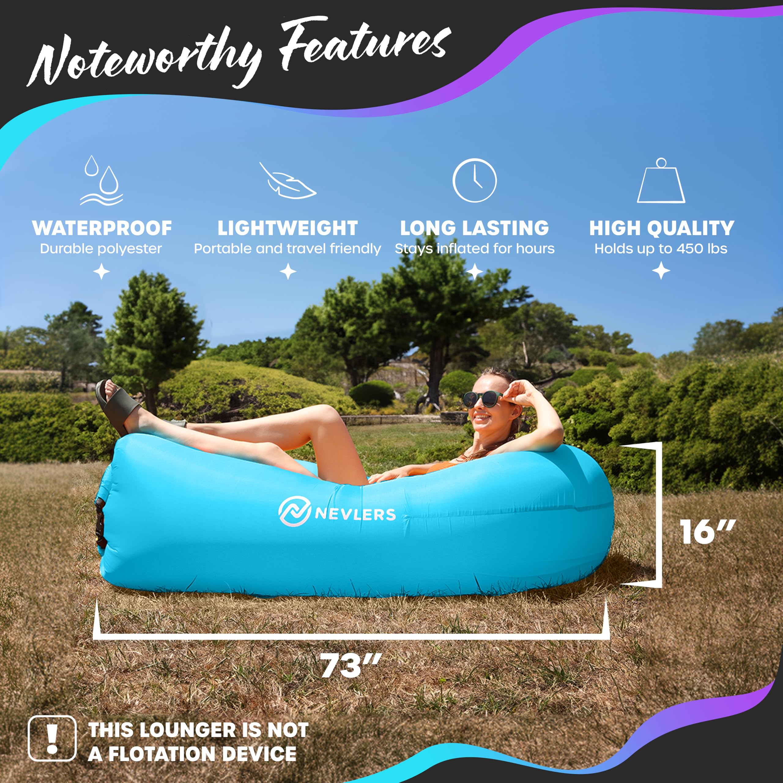 Nevlers lounger pockets close-up showing handy storage for essentials.