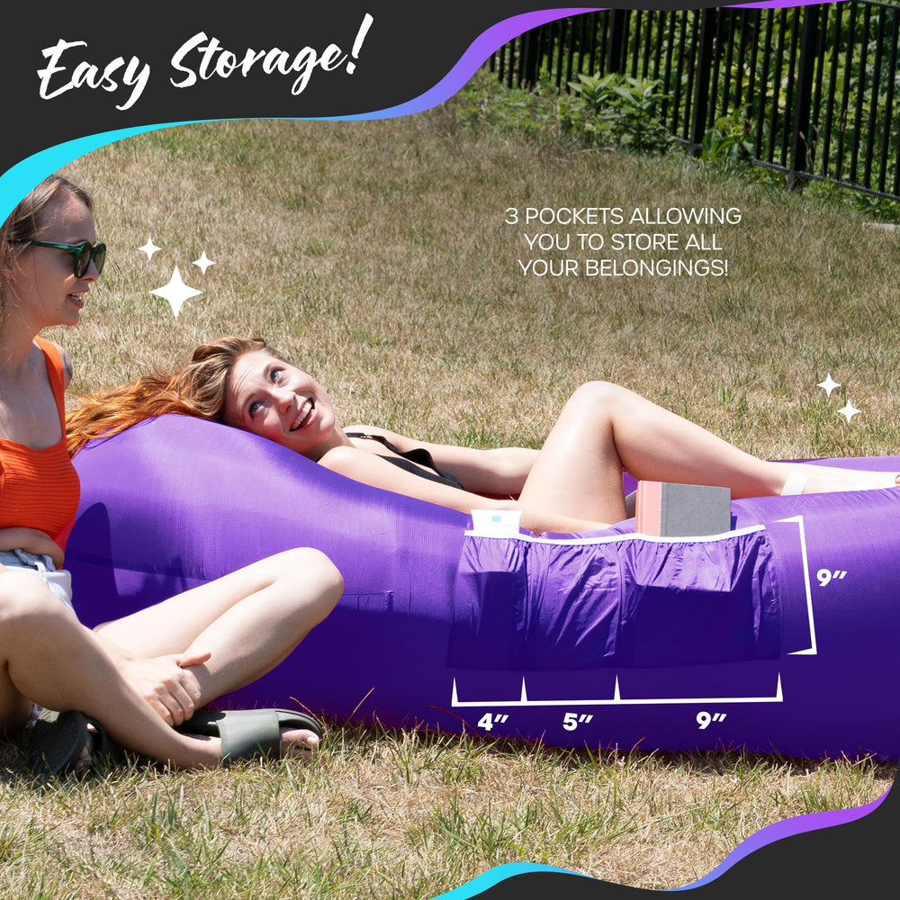 Nevlers sturdy stake helps keep the lounger steady in windy conditions.