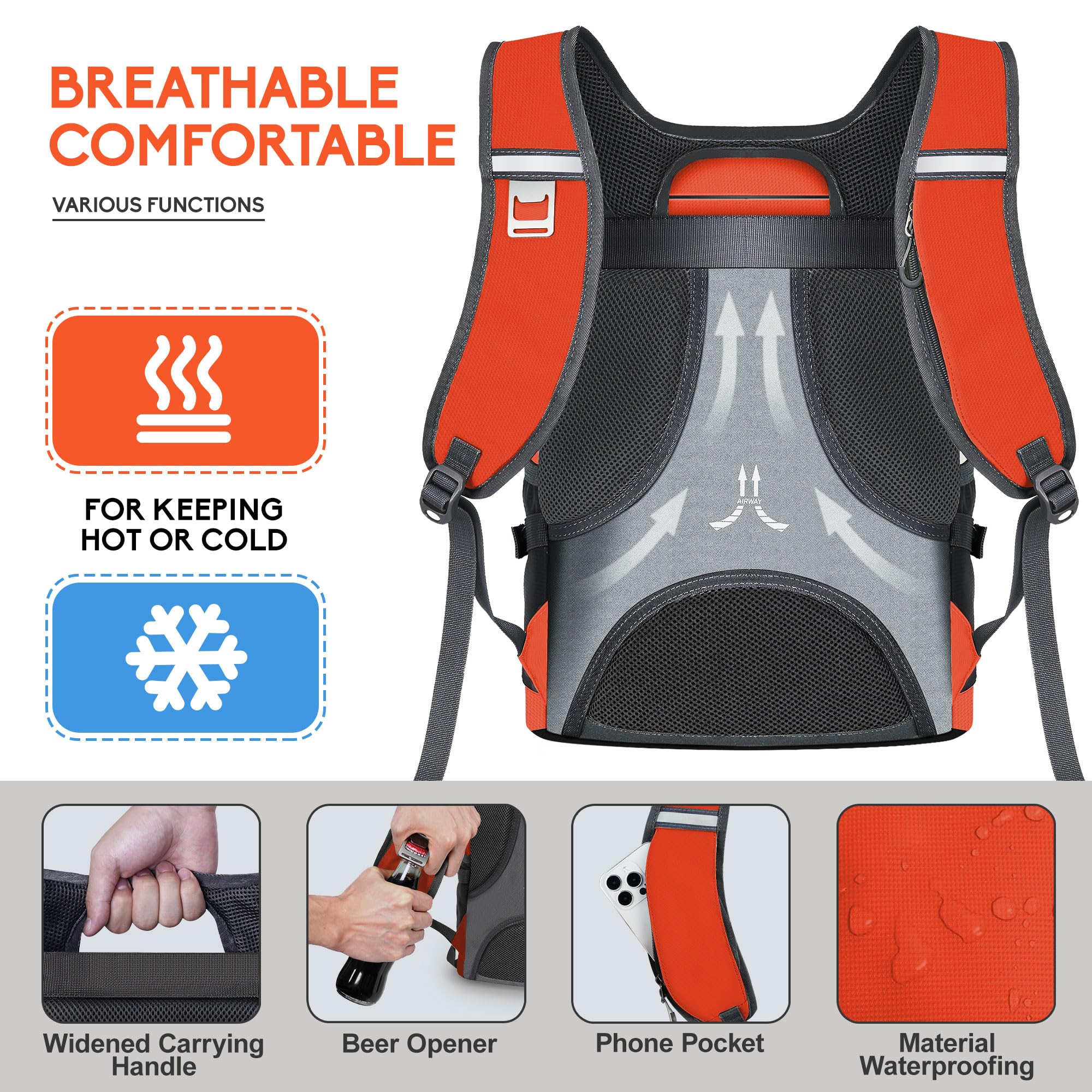 NEVO RHINO 36-can capacity with compact backpack form.