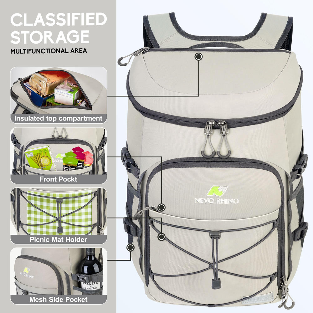N NEVO RHINO backpack cooler beer opener pocket for convenient beverage setup