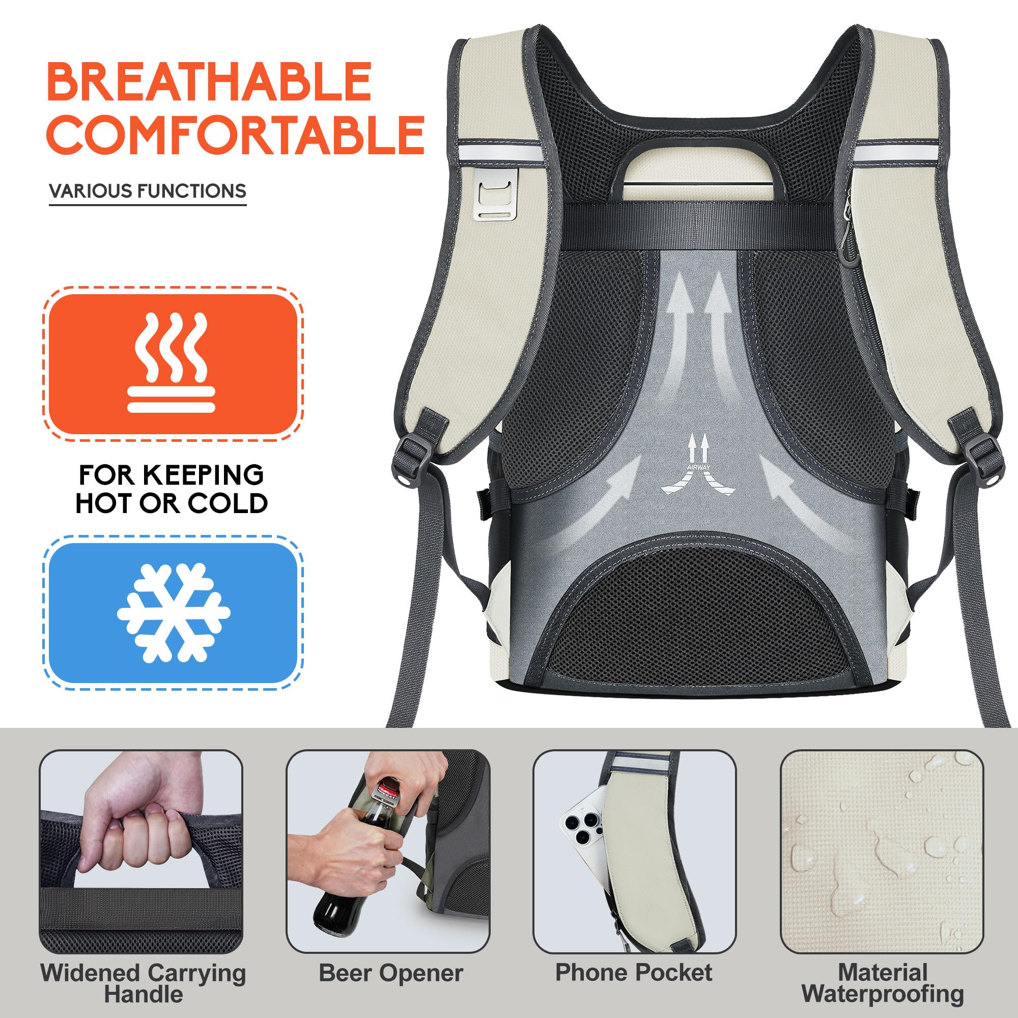 N NEVO RHINO backpack cooler side pocket for quick access to small items