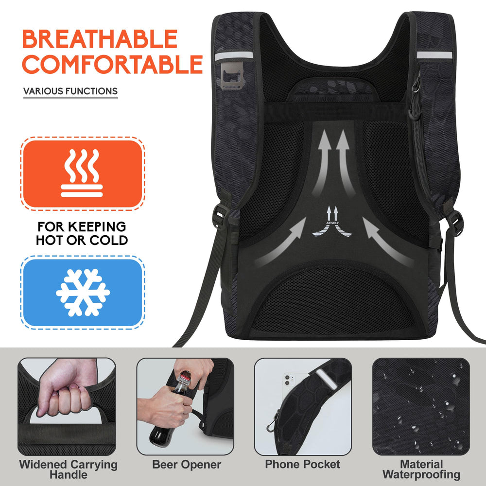 NEVO RHINO backpack cooler top pocket and beer opener for quick access during picnics