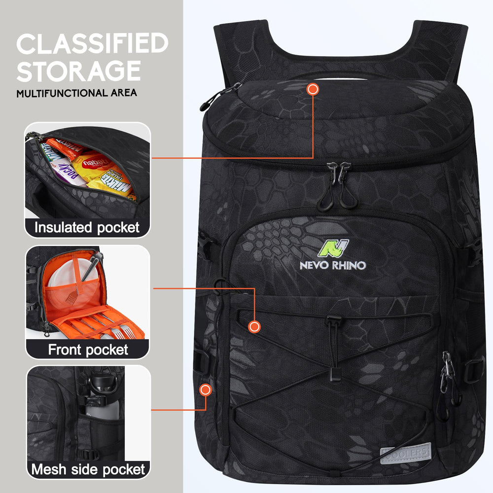 NEVO RHINO backpack cooler interior wipes clean after meals for easy maintenance