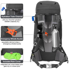 N NEVO RHINO side view with water bottles demonstrates easy-access hydration pockets.