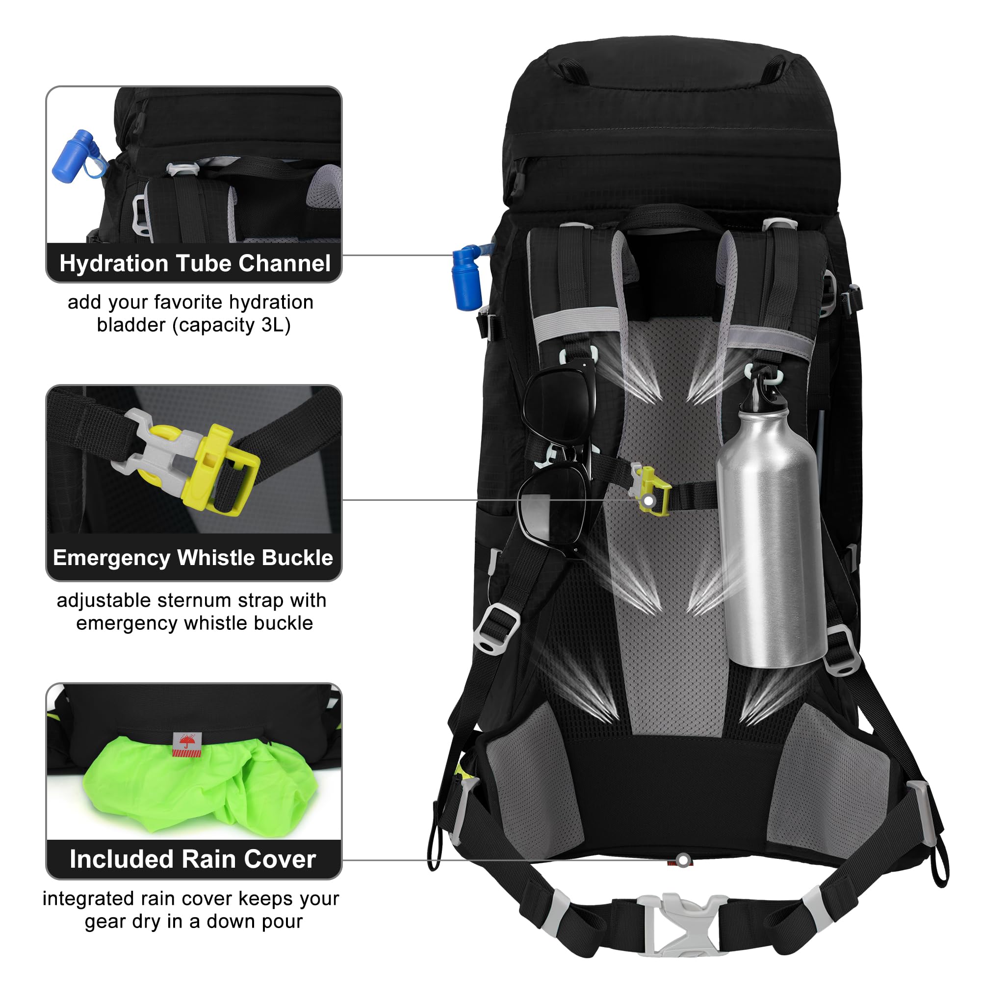 N NEVO RHINO back-panel-breathable design for cooling comfort on hikes.
