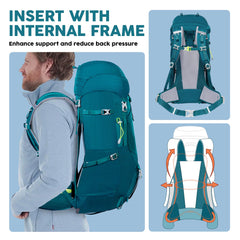 N NEVO RHINO internal-frame backpack side pocket highlights easy-access hydration and gear organization