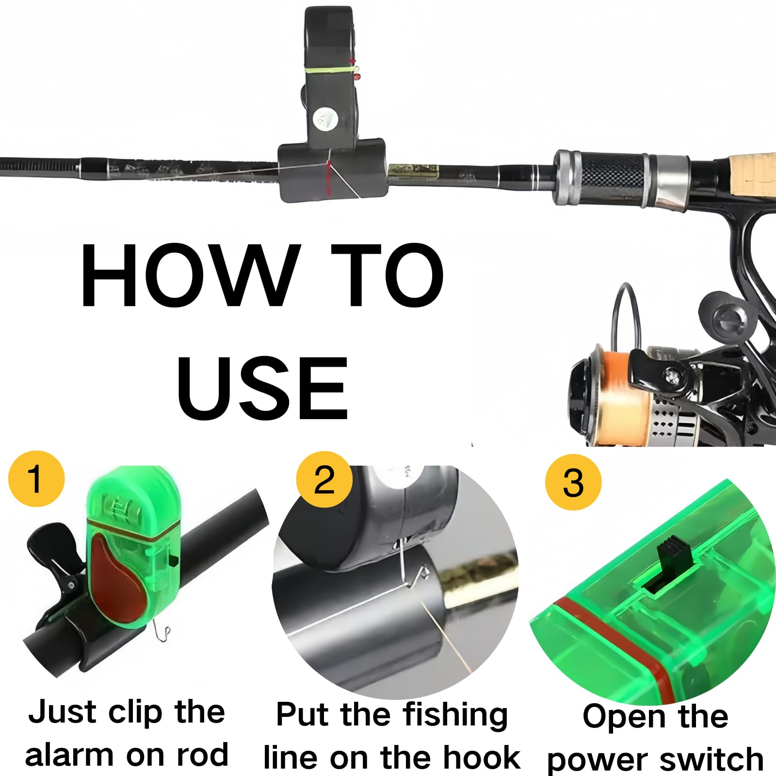 Bite alarm on different fishing setups