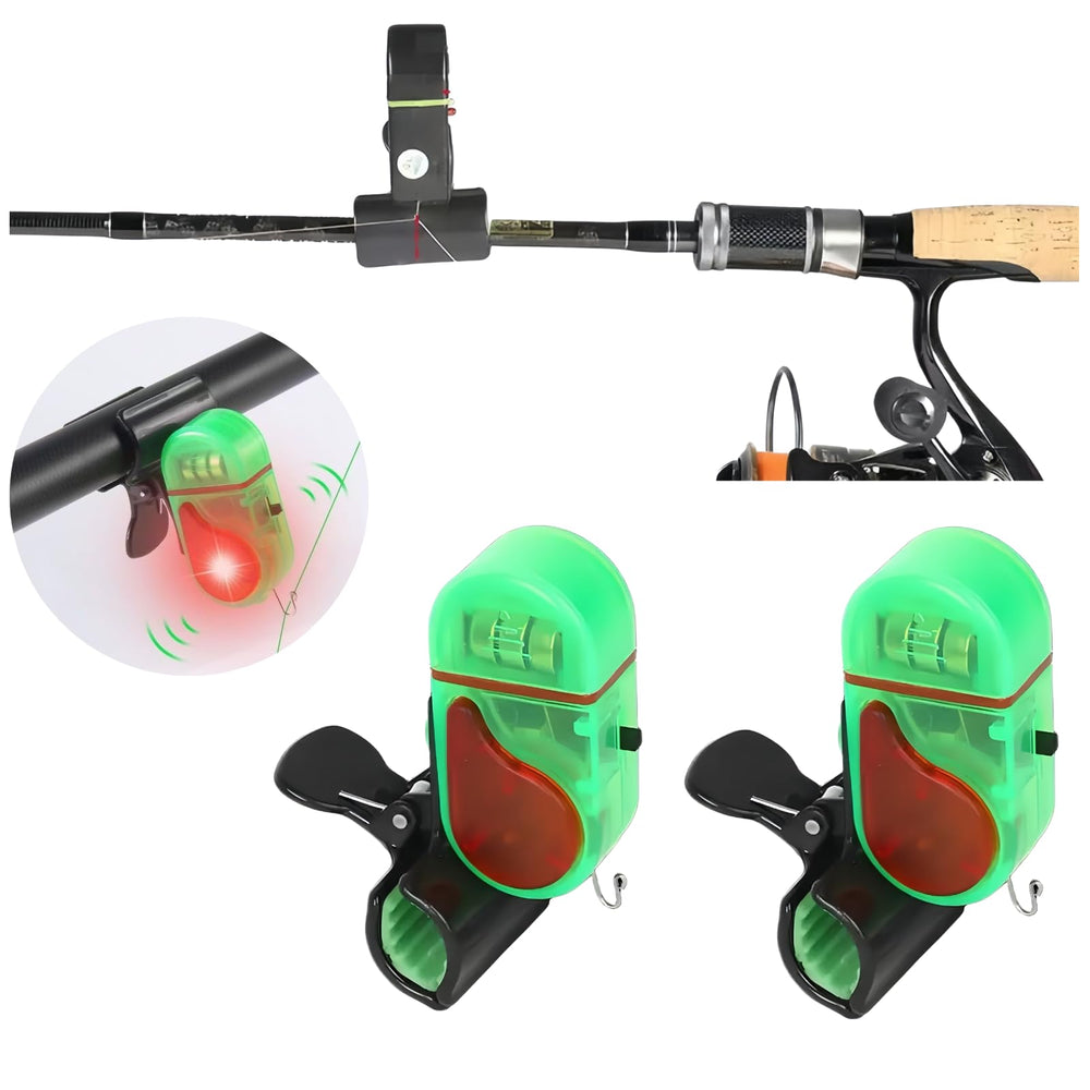 Fishing scenes with bite alarms for sea, lake, and river