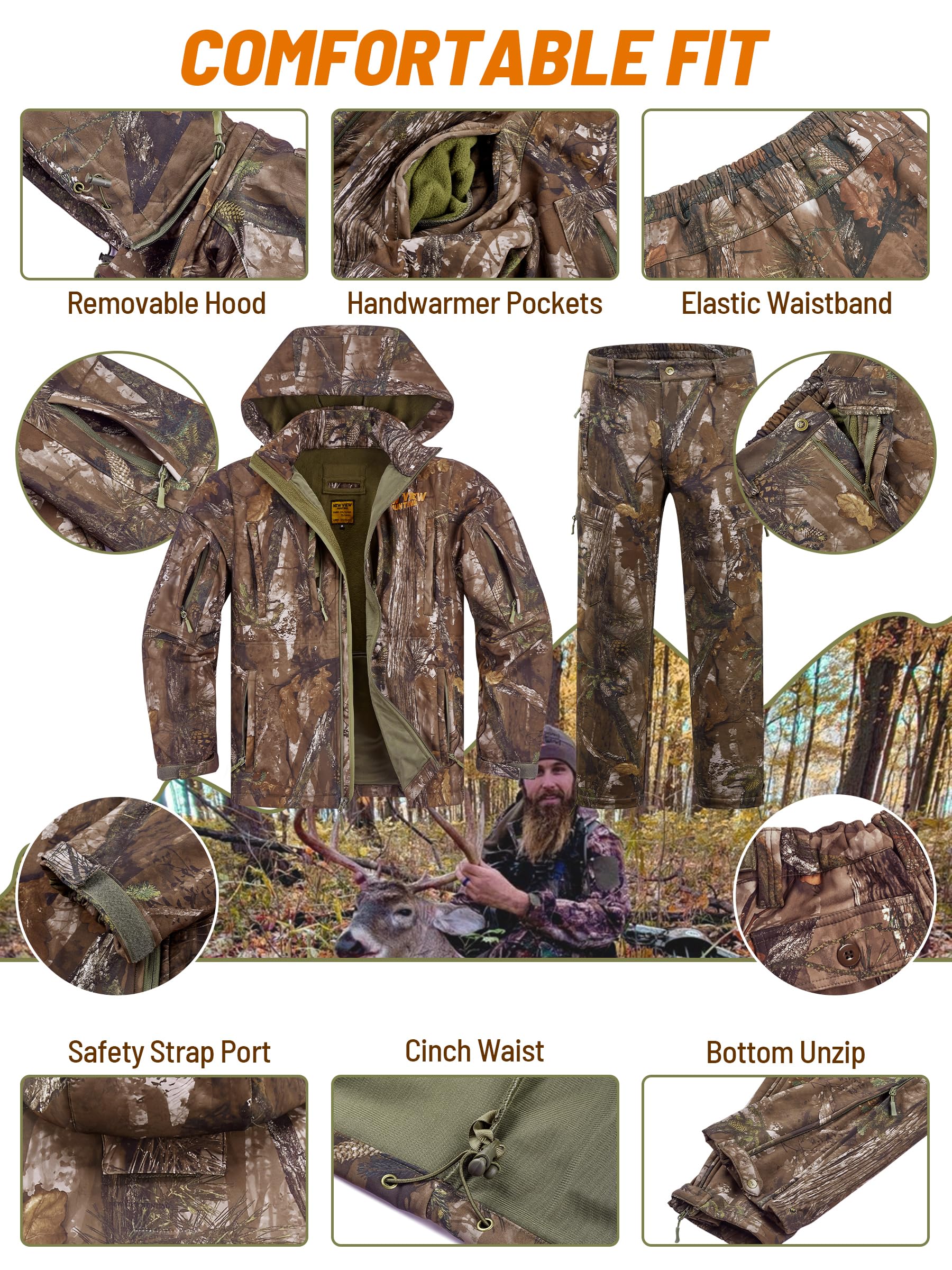 NEW VIEW 15-pocket organized hunt suit back view demonstrates storage versatility
