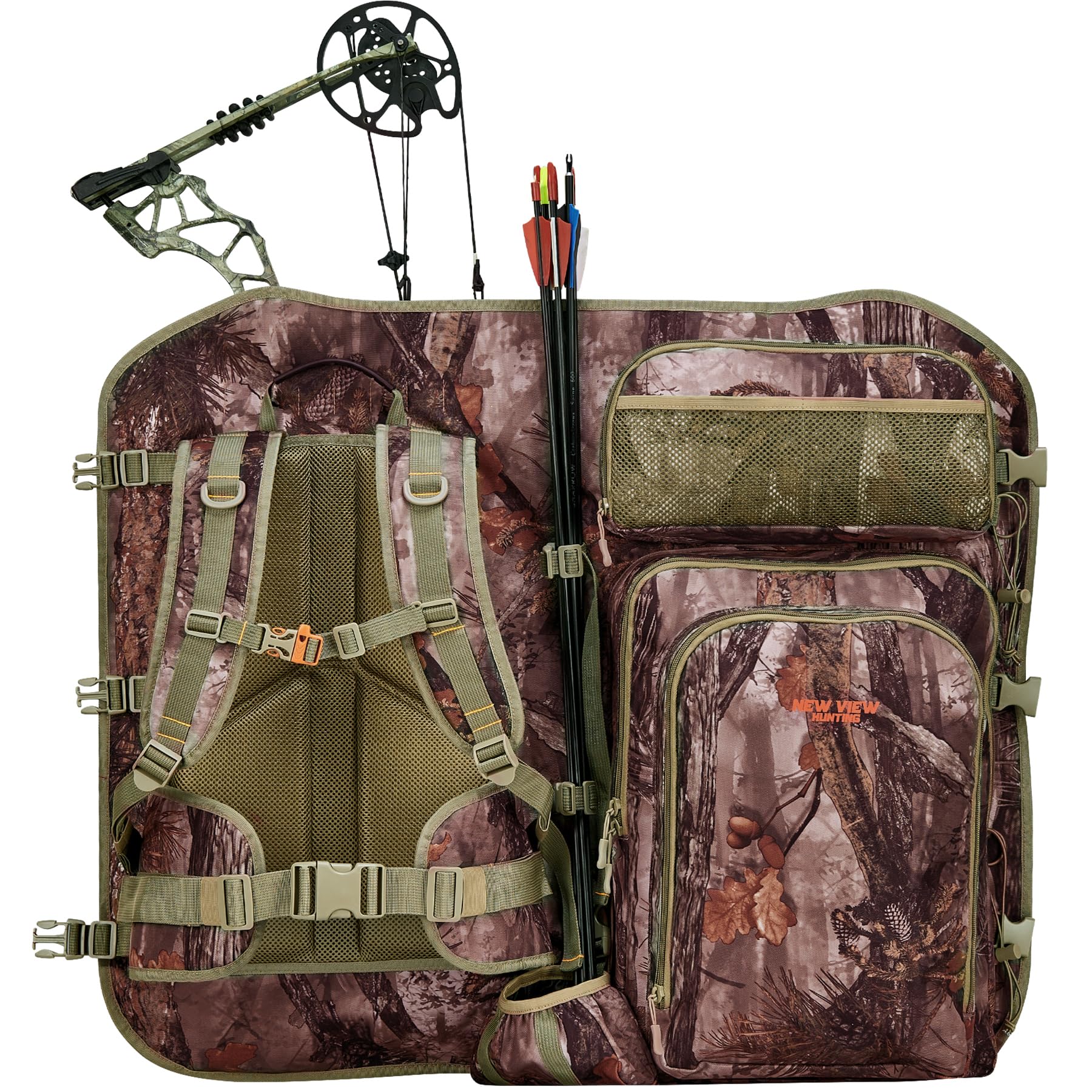 NEW VIEW bow-holding-backpack keeps your bow secure for quick access.