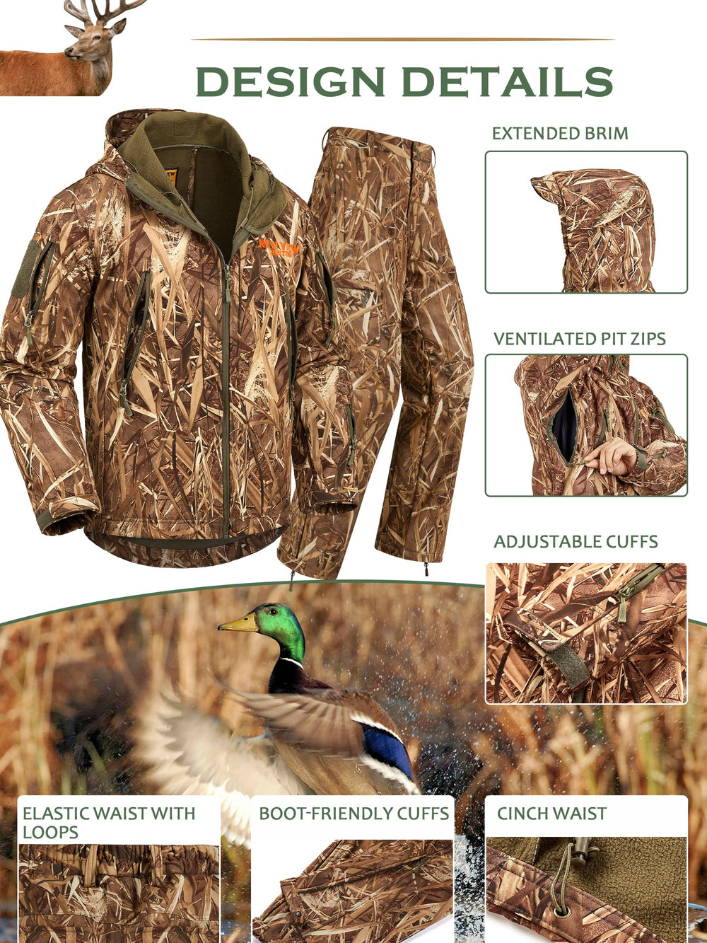 NEW VIEW camo hunting gear features 8 pockets for fast access to essentials