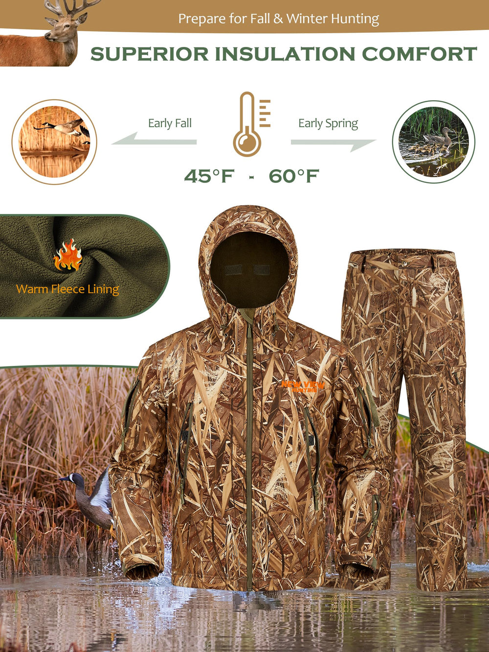 NEW VIEW camo jacket with silent zippers keeps movements quiet in the woods