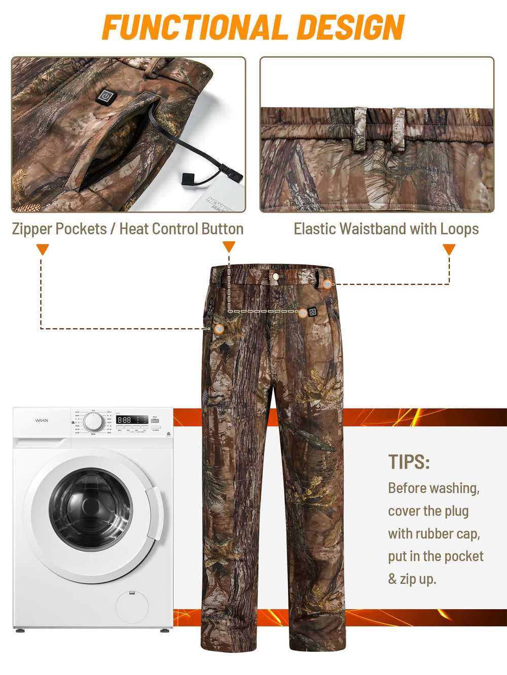 NEW VIEW heated pants windproof water-resistant shell reduces noise and weather