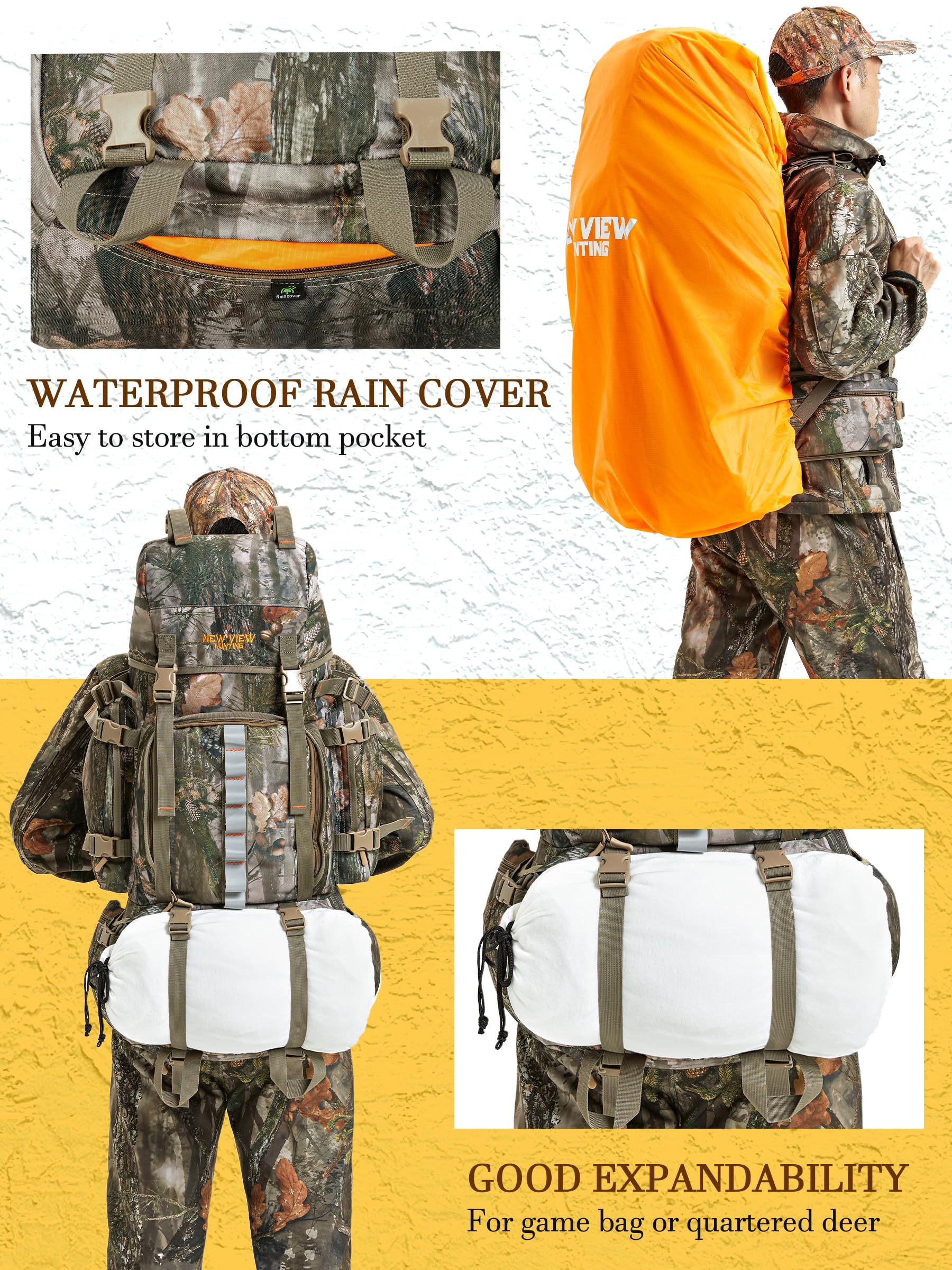 NEW VIEW hunting backpack 60L camouflage reflective strip helps visibility at dawn and dusk