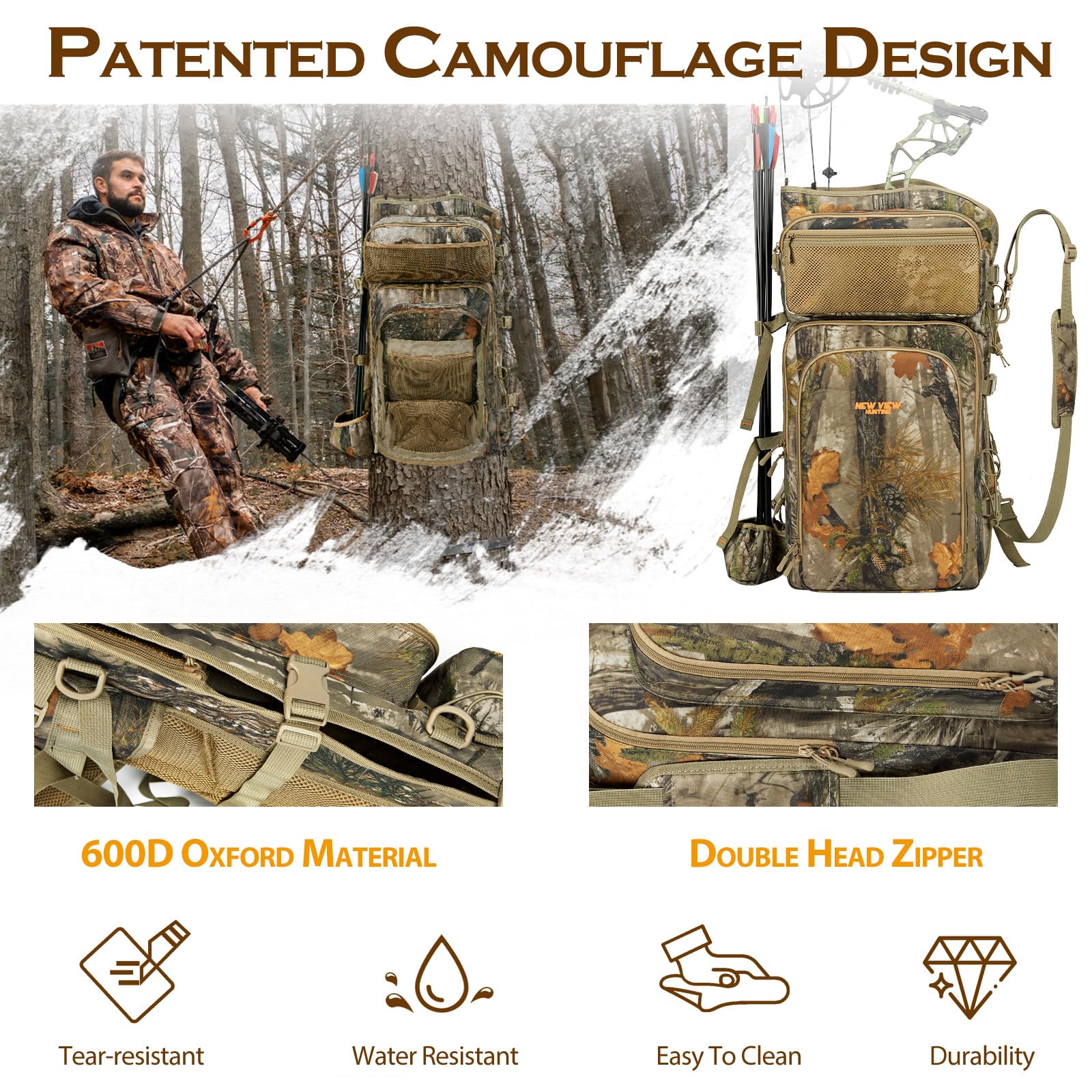 NEW VIEW multiple pockets help keep calls, arrows, and accessories within reach