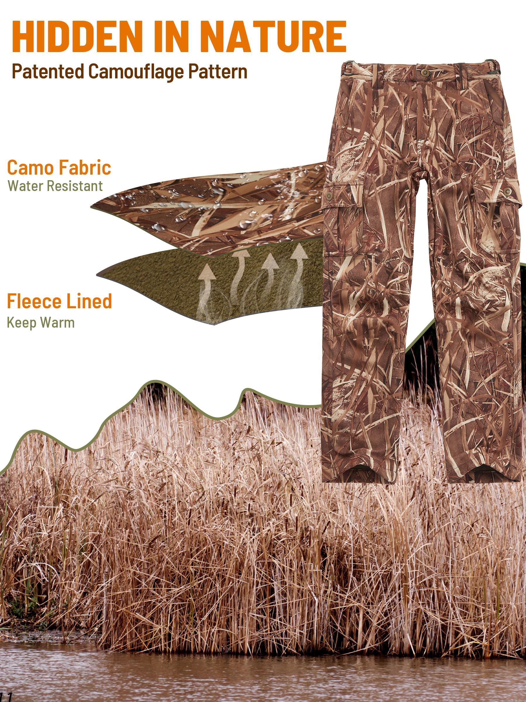 NEW VIEW Kids Camo Pants windproof and water resistant for outdoor days