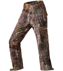 NEW VIEW men's insulated hunting pants leaf camo front view showing quiet warmth
