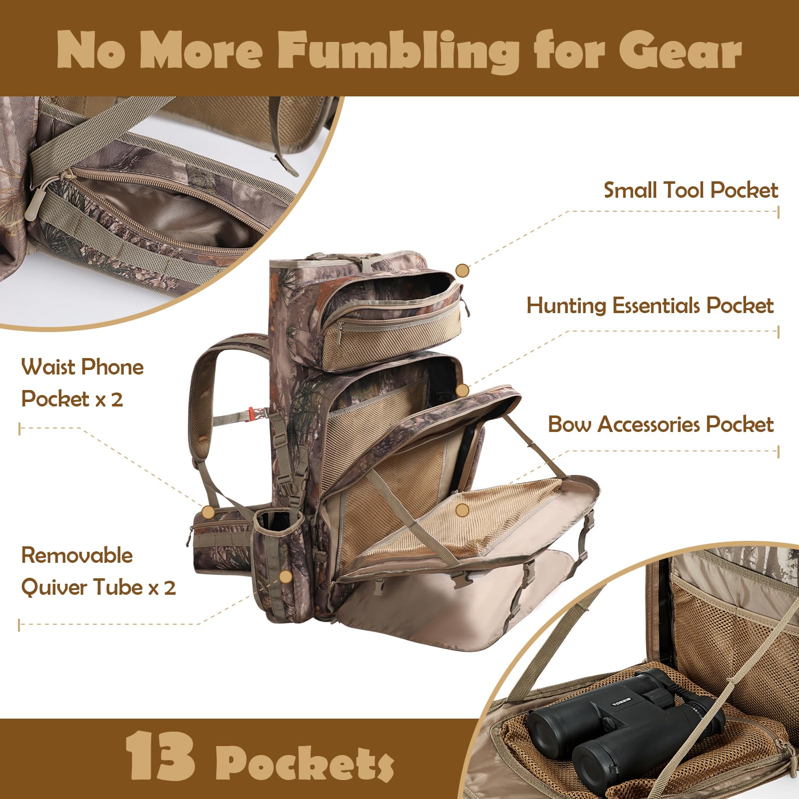 NEW VIEW saddle-hunting-backpack-600d-camouflage-fabric emphasizes durability and concealment