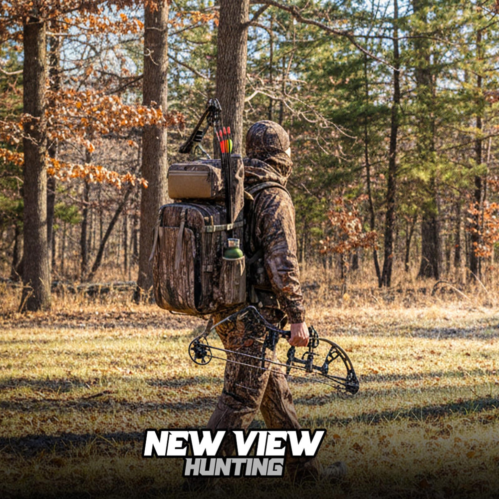 NEW VIEW saddle-hunting-backpack-d-rings-saddle-clip shows secure saddle attachments