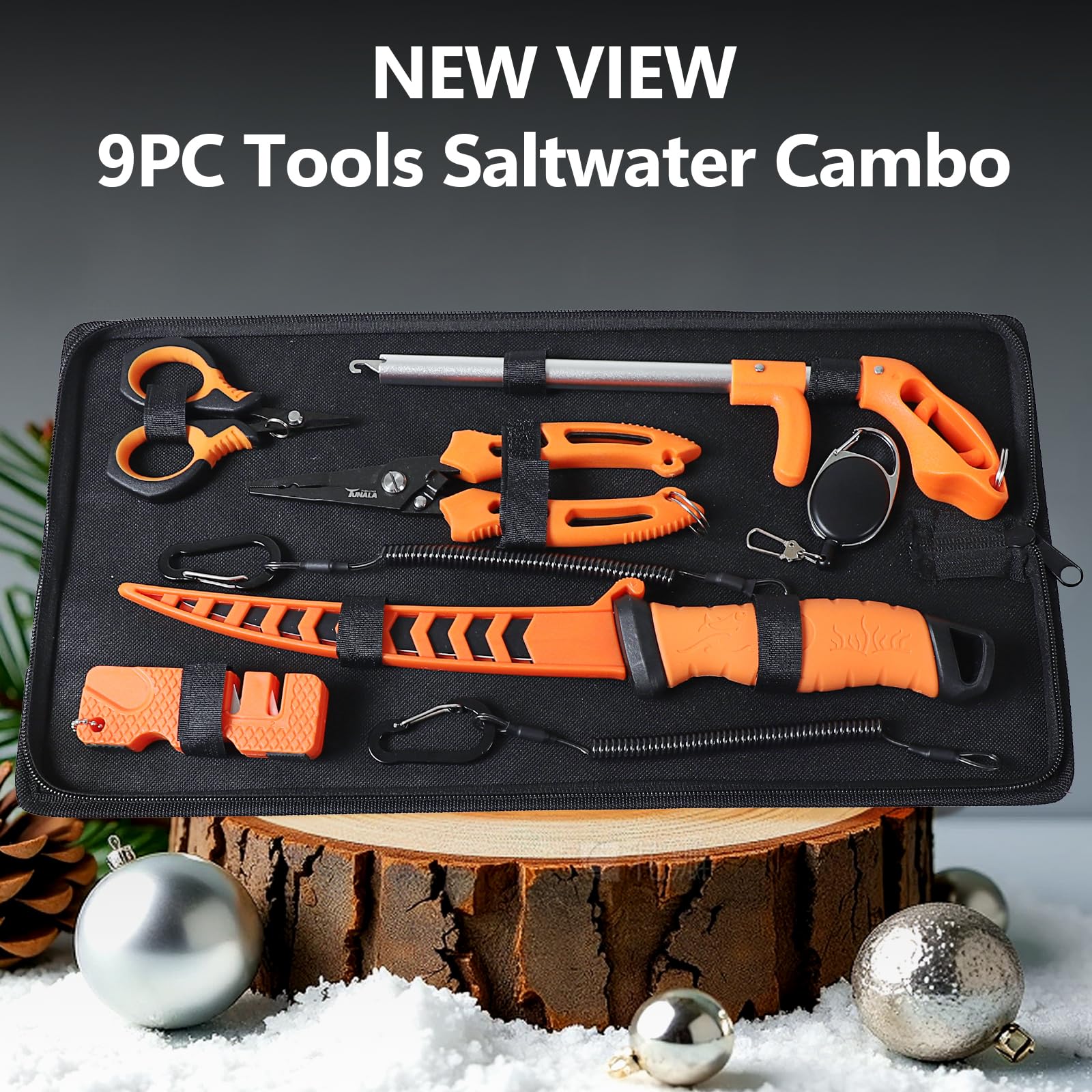 7.2 inch saltwater fishing pliers with split-ring nose and wave-serrated cutters