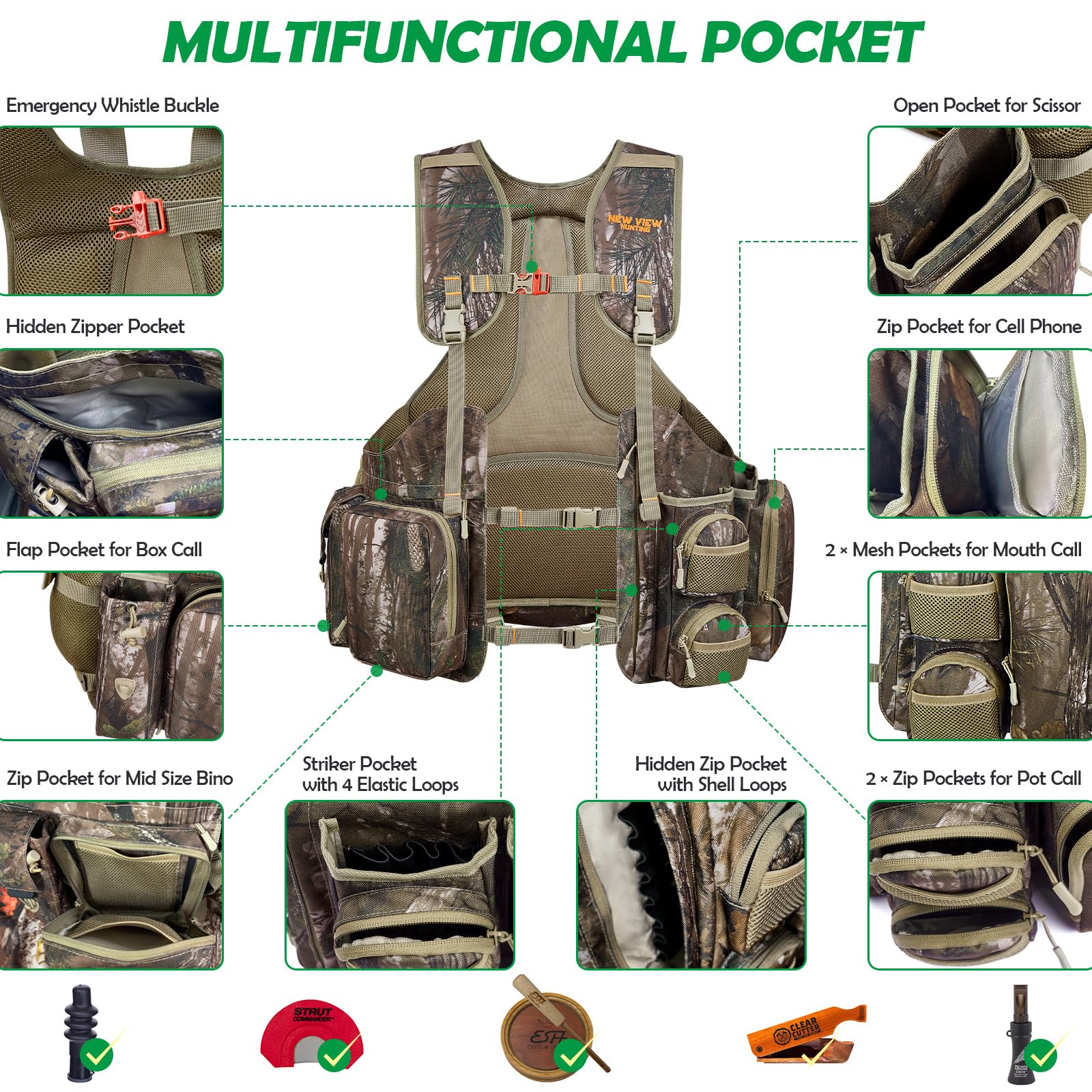 NEW VIEW turkey vest lightweight design supports easy field movement.