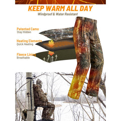 NEW VIEW camo heated pants keep gear secure in zippered pockets