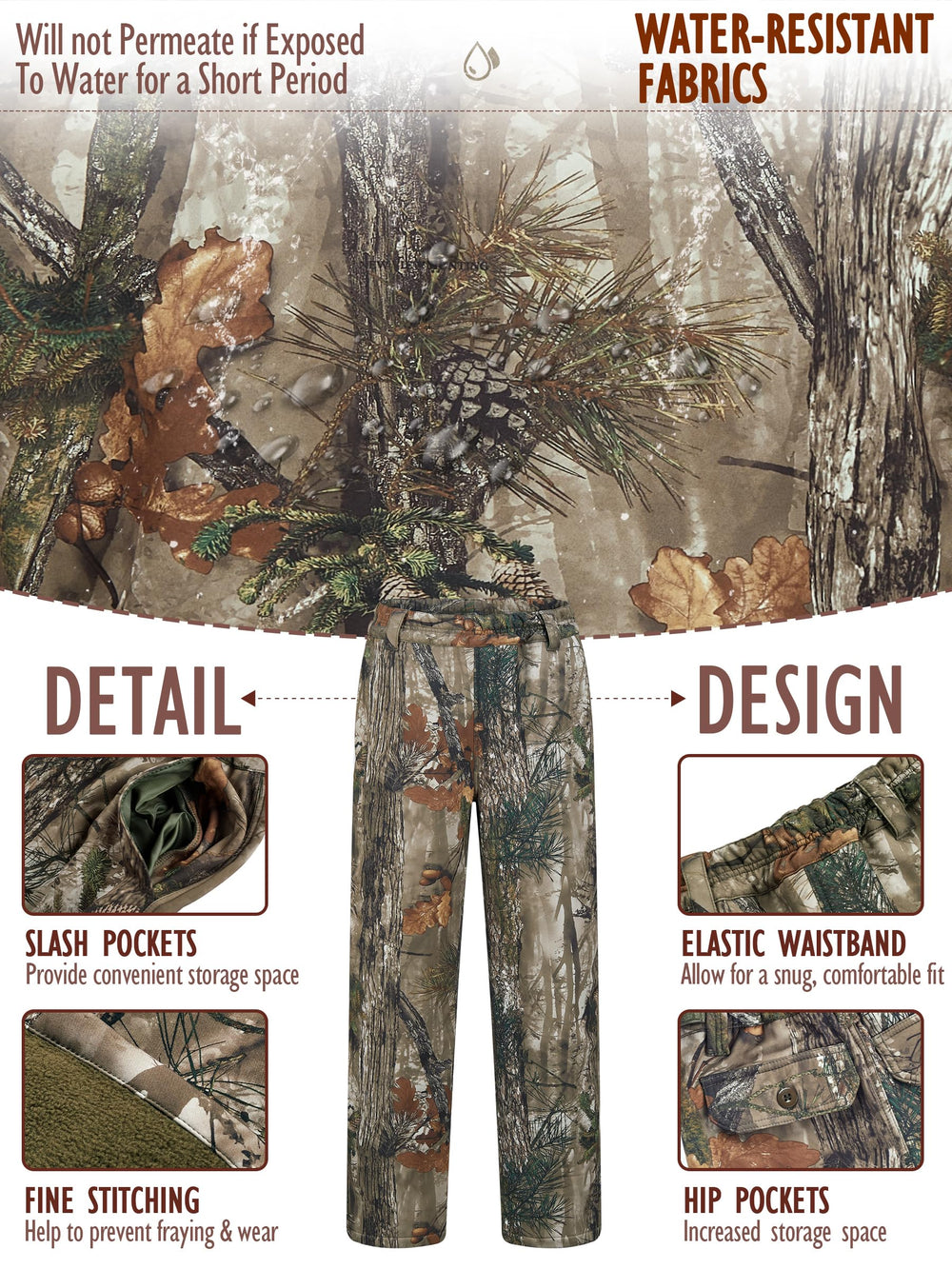NEW VIEW women's camo pants front pockets for quick-access gear