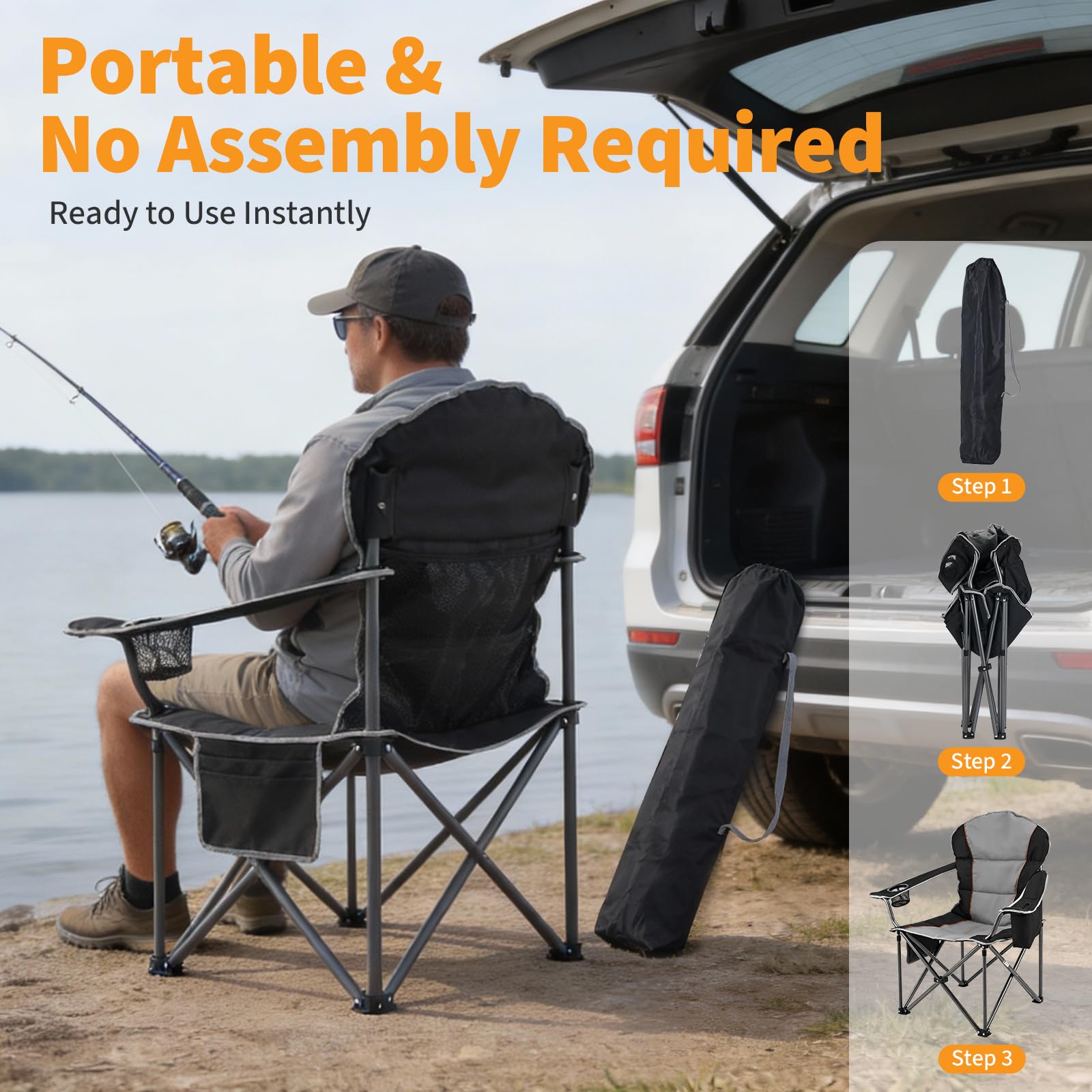 NEWBULIG chair folded compactly for easy transport