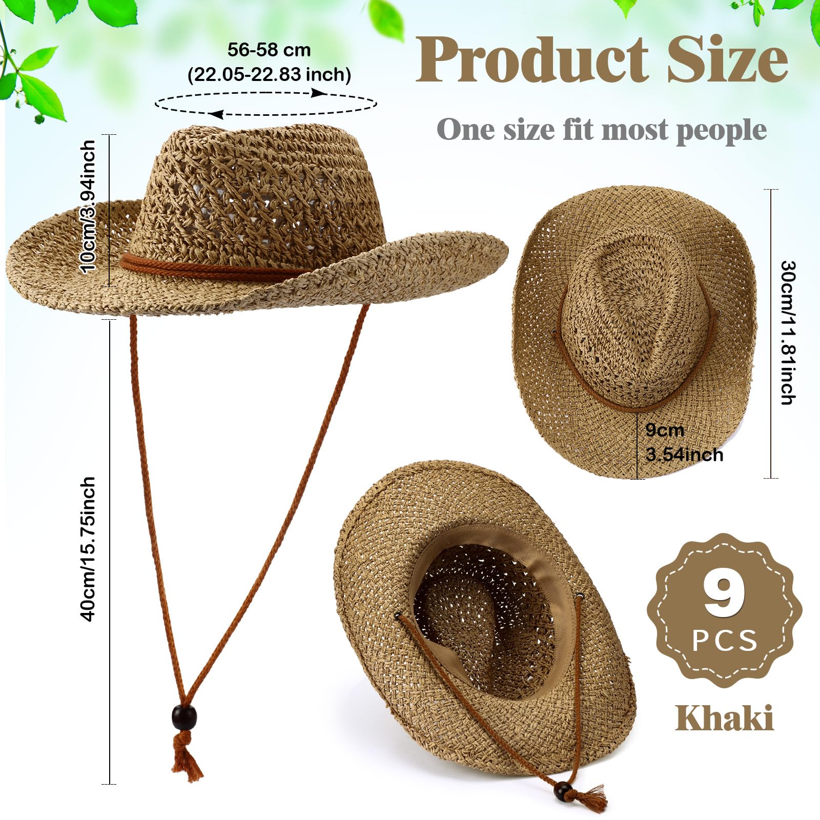 Women's western cowgirl sun hat with wide brim