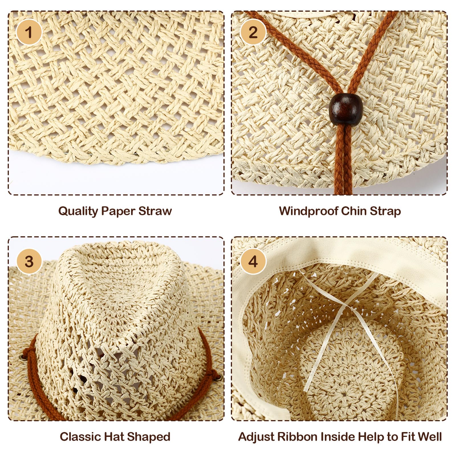 Beige straw cowboy hat on an outdoor beach scene