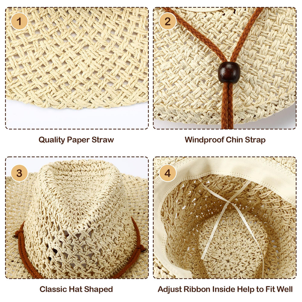 Newcotte nine-pack straw hats beige outdoor hiking setup emphasizing breathable comfort.