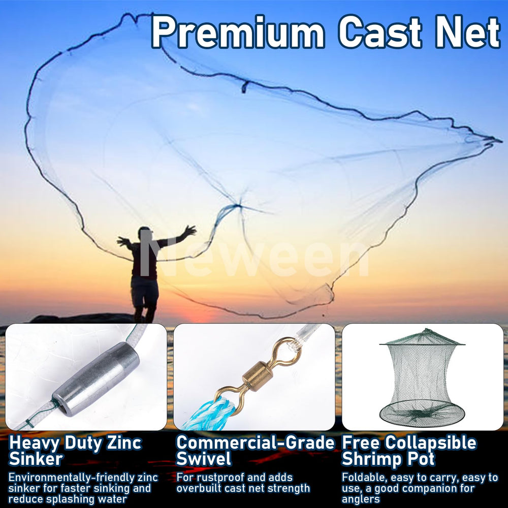 Neween 3/8 inch mesh net minimizes tangling while keeping bait contained.