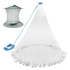 Neween cast net in casting setup demonstrates wide opening for quick bait fishing.