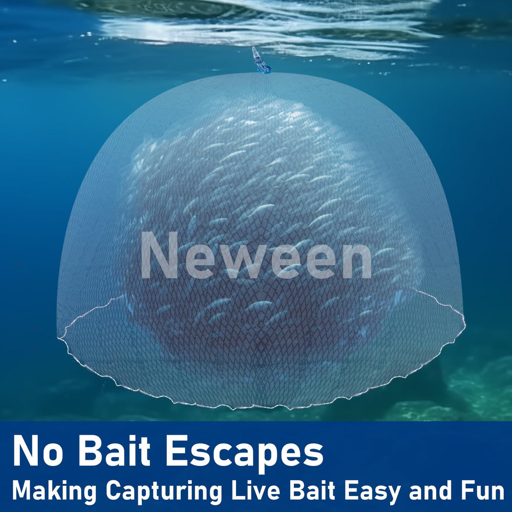 Neween net sinks quickly in water with a high-density sinker for streamlined casting.