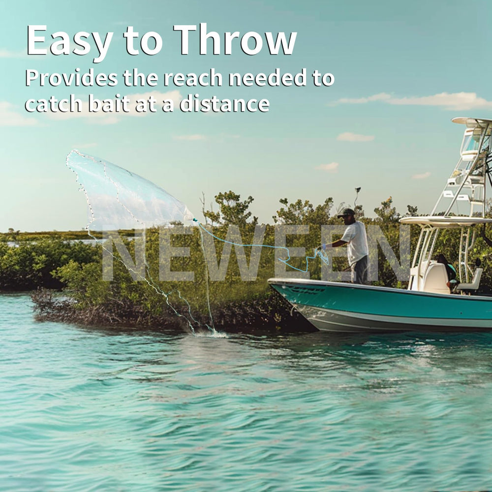 Neween collapsible shrimp pot included with the net enables easy bait collection.