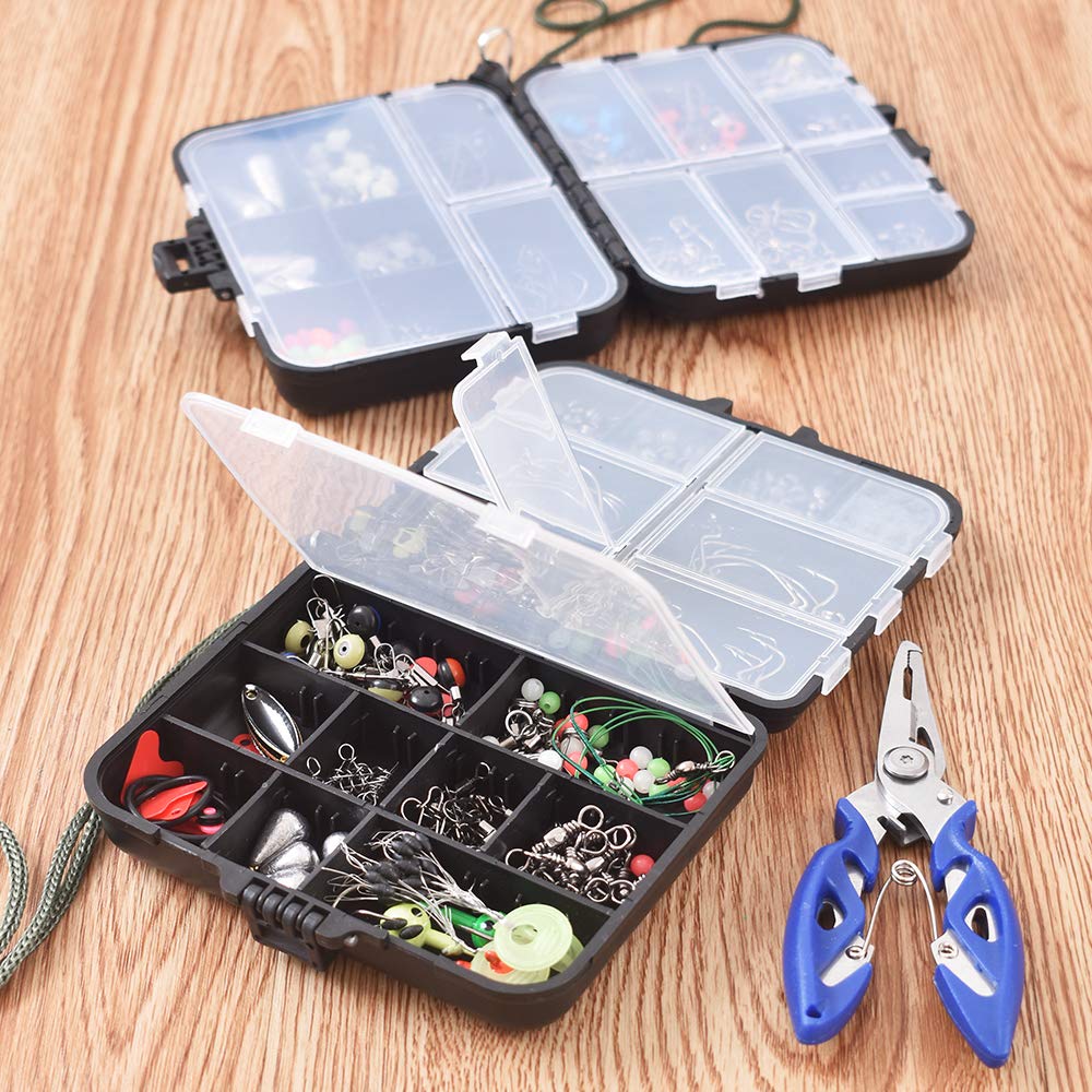 Close-up of Sinker Weights and Space Beans in tackle box grid