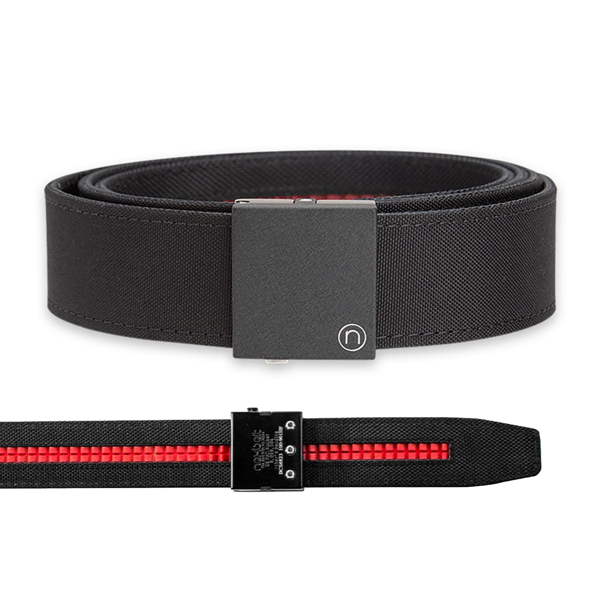 Nexbelt EDC ratchet belt Supreme Black buckle close-up for safe concealed carry.