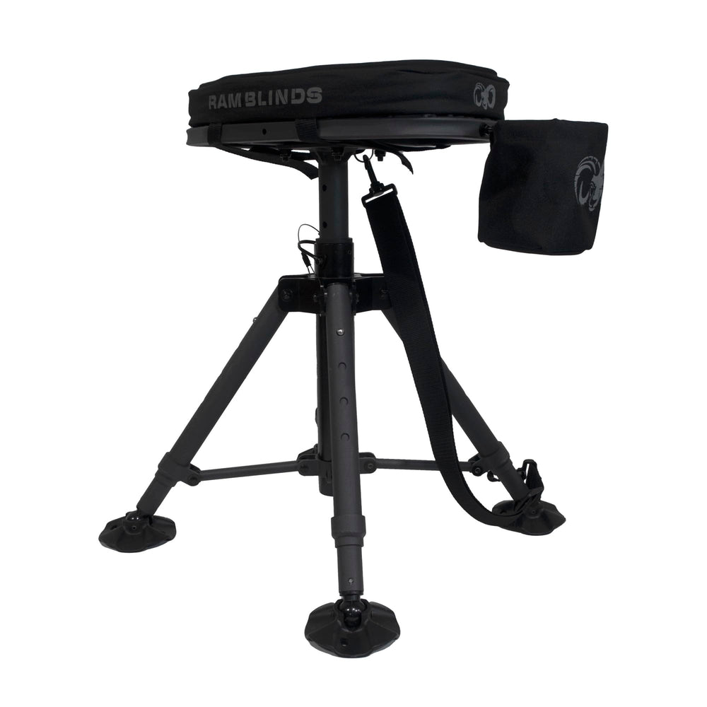 NEXCAM RAM High Rise Stool base adjustable demonstrates wide, stable support on uneven terrain.