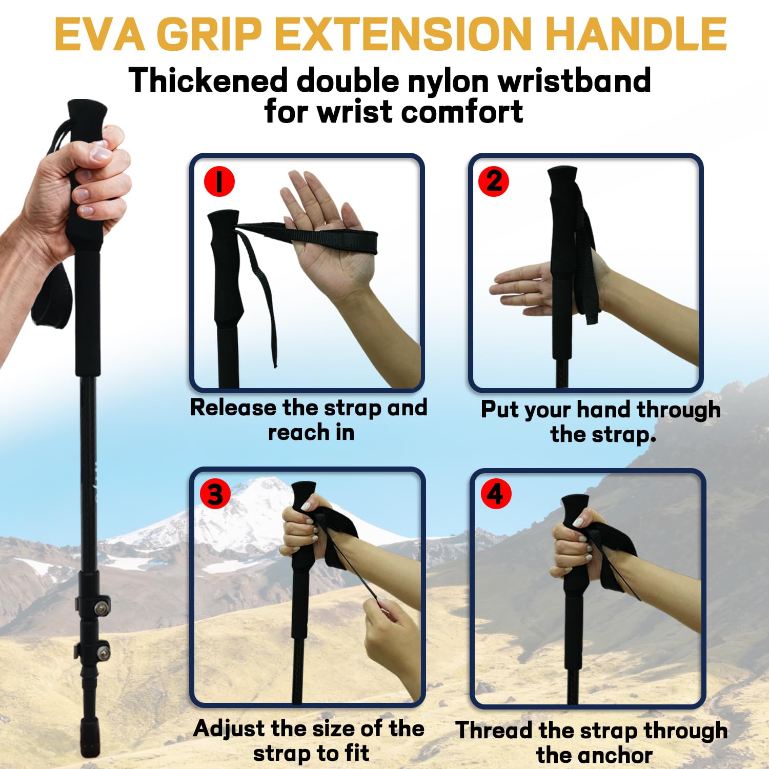 NexusOutdoor hiking poles 2-pack tungsten tip offers wear-resistant grip on rugged terrain