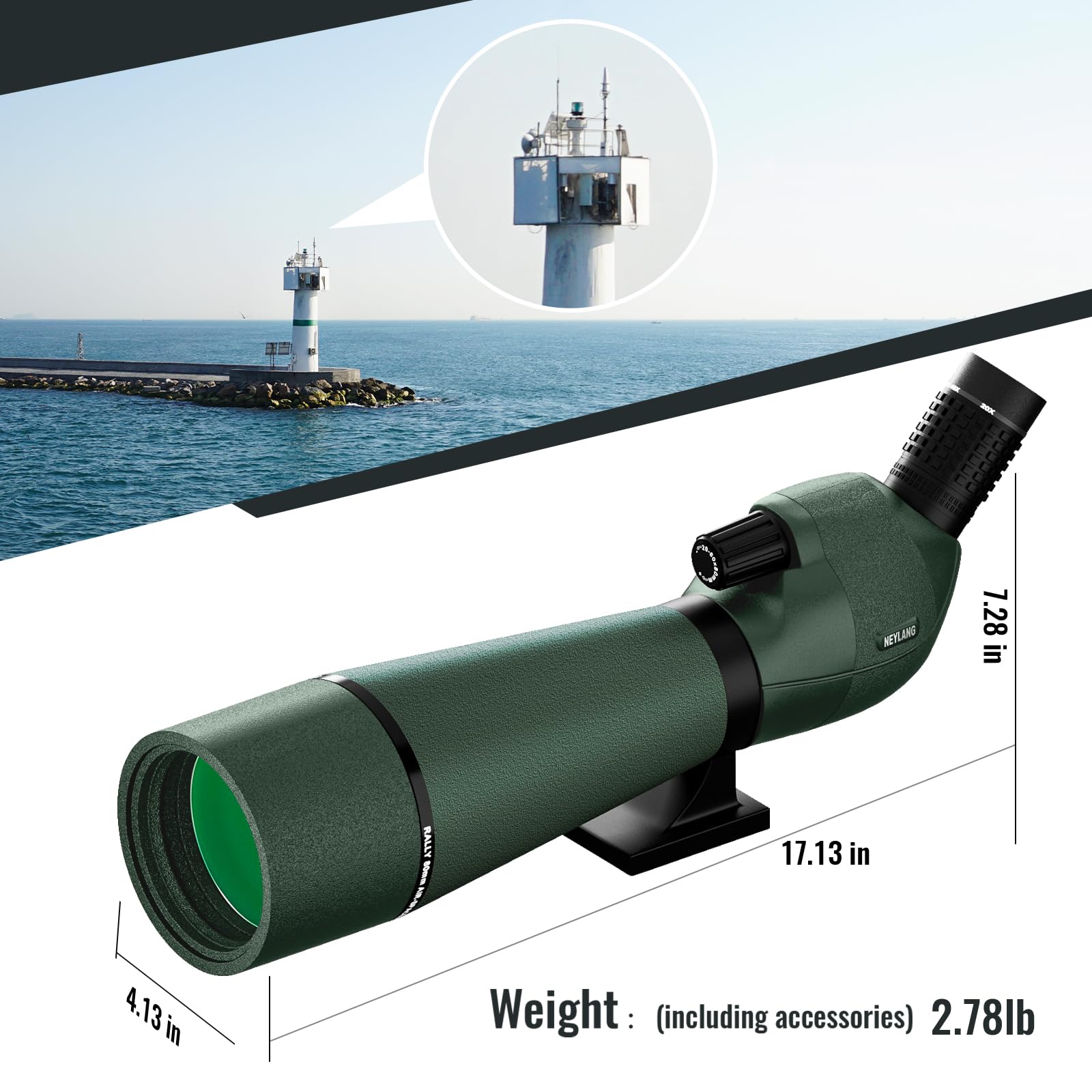 NEYLANG retractable sunshade reduces glare for comfortable viewing.